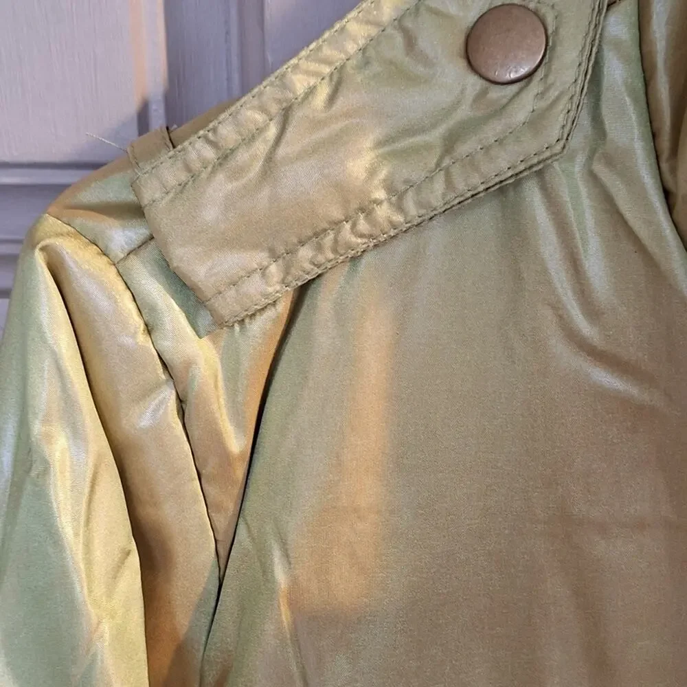 Green/Gold Women's Jacket Junior SzL Zip/Snap Front Bell Sleeves MSRP $49.99 NWT